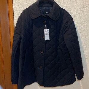 Mango - Navy Cotton quilted jacket - Size M NWT